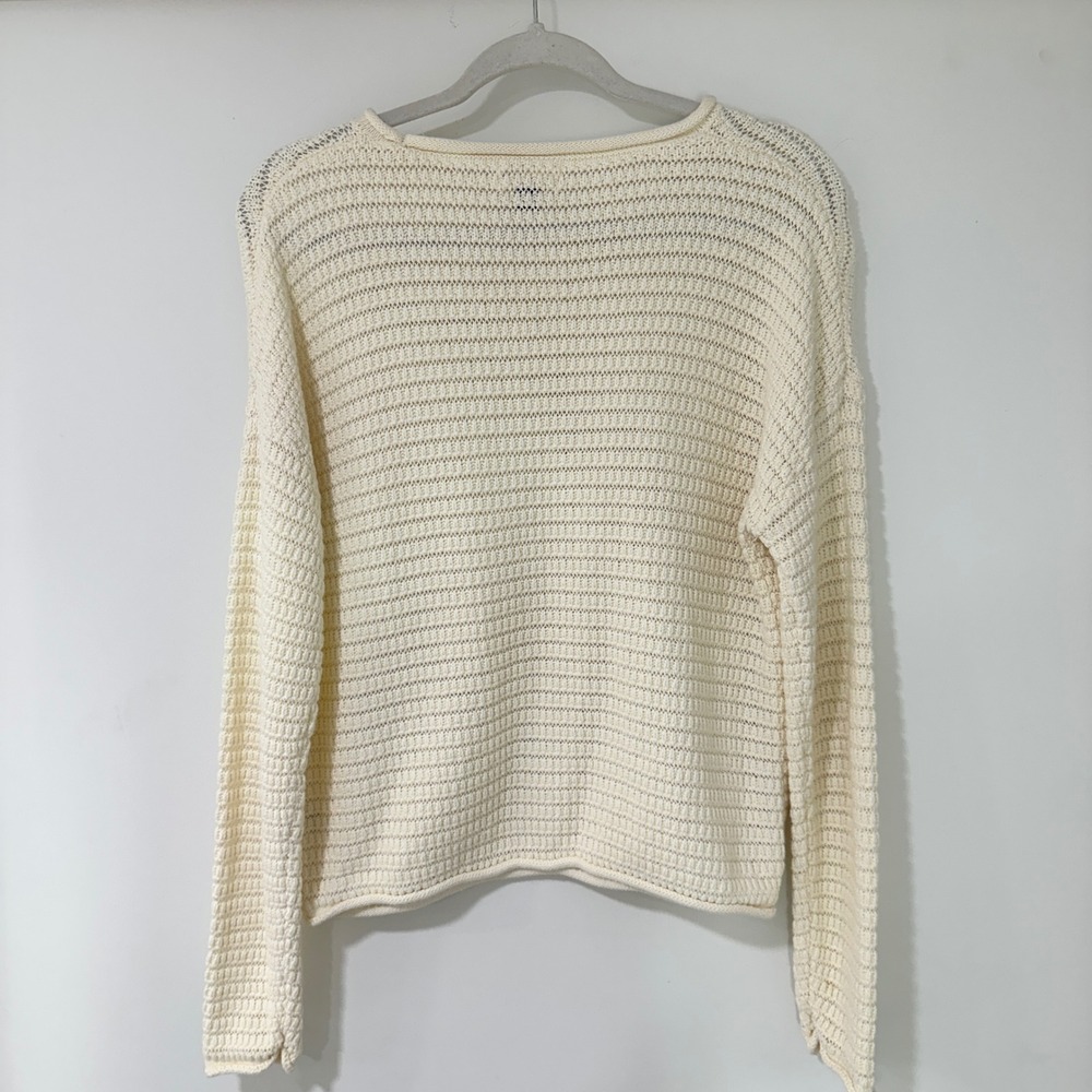 Universal Thread Open Stitch Sweater Womens XXL Cream Cotton Knit | Coastal Boho
